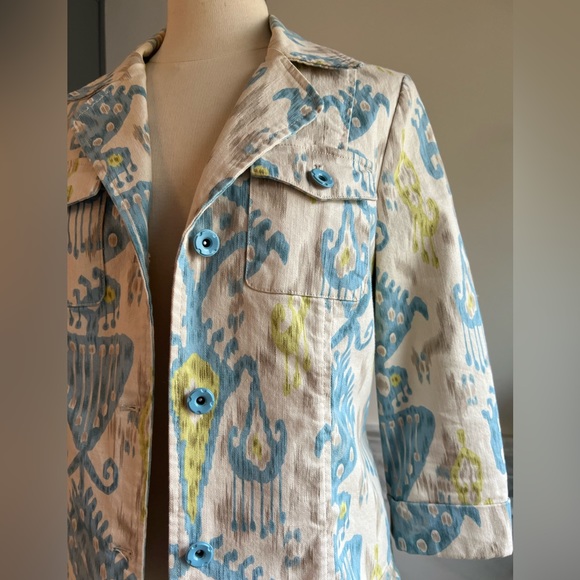 SOLO Moda Floral Print Beige Jacket Sz 6 - Picture 5 of 9